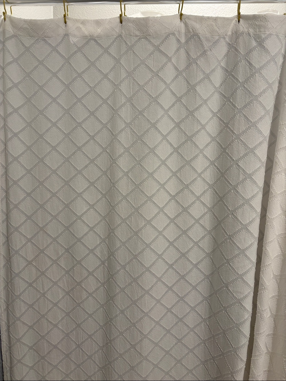 Threshold Textured White Diamond Weave Shower Curtain Cotton